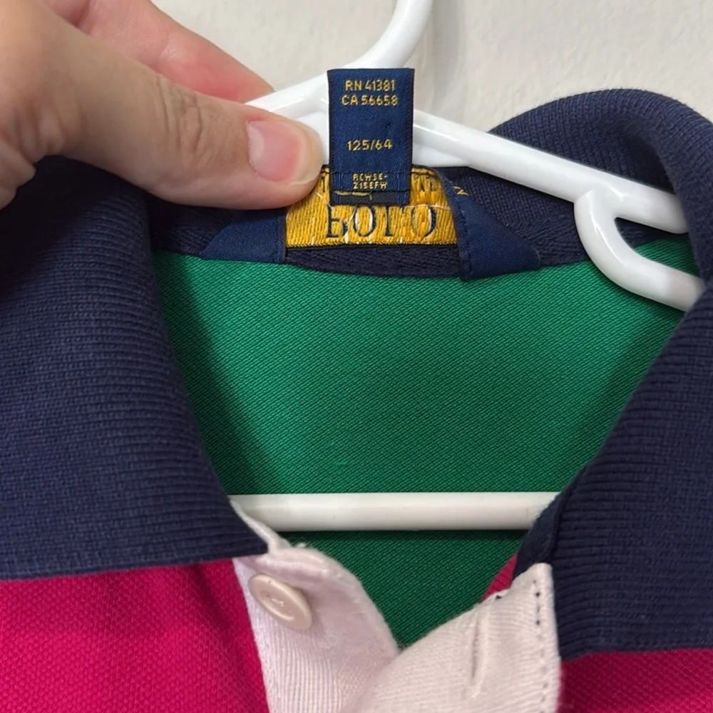 Polo Ralph Lauren Girls Dress Size 6X Colorful Classic Preppy Logo Pony Collar